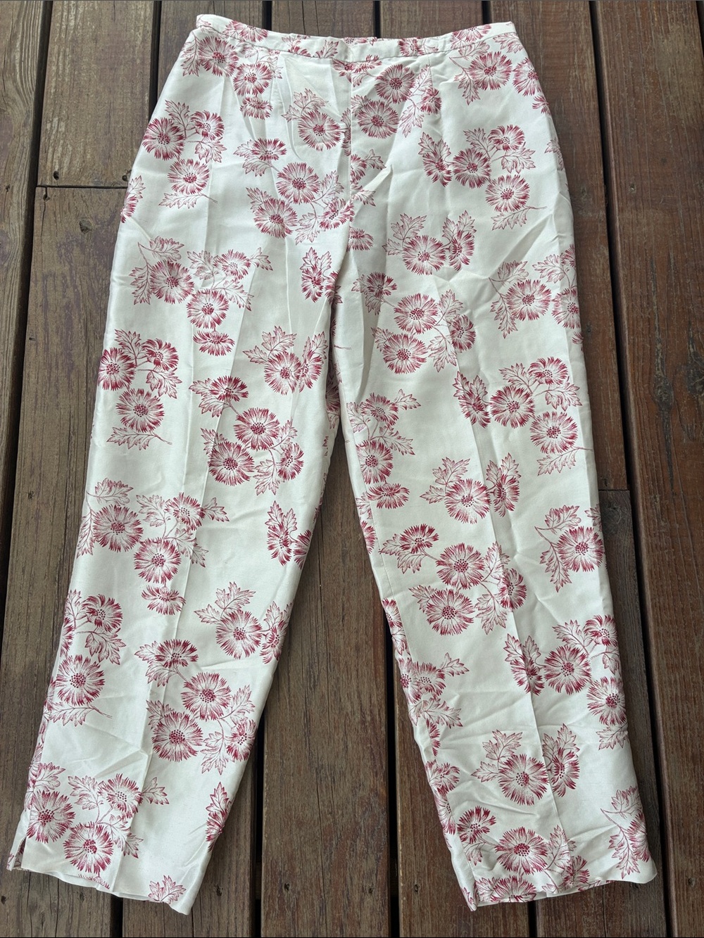 Adrianne Papel Silk Red Floral Pants-16